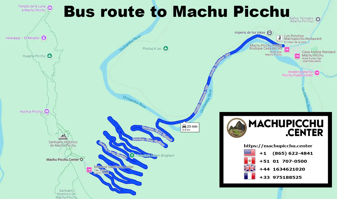 Route Map for Bus to Machu Picchu